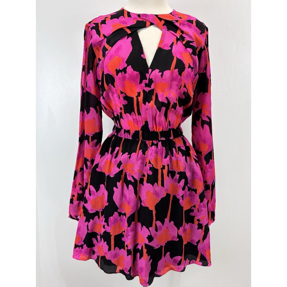 Jason Wu Floral Print Cutout Mini Dress Sz 6 Women's Pockets Feminine